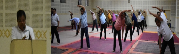 विश्व योग दिवस पर विश्वविद्यालय कार्मिकों ने किया सामुहिक योगाभ्यास